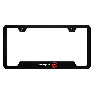 Autogold® - UV Printed Black License Plate Frame with Notched SRT Hellcat Logo