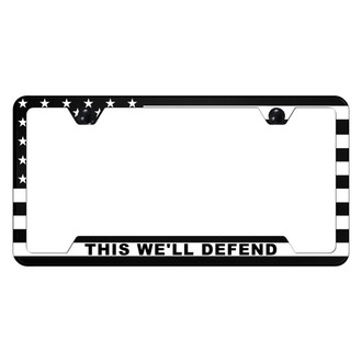 Autogold® - UV Printed Black License Plate Frame with Notched This We'll Defend Logo