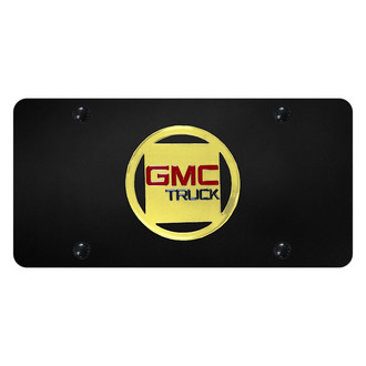 Autogold® - Black License Plate with 3D Gold GMC Truck Emblem