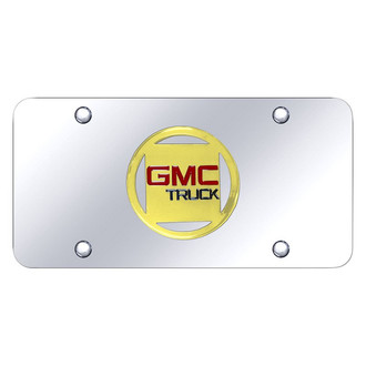 Autogold® - Chrome License Plate with 3D Gold GMC Truck Emblem