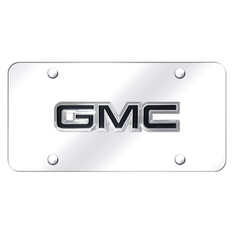 Autogold® - Chrome on Mirrored License Plate with 3D Black GMC OEM Logo