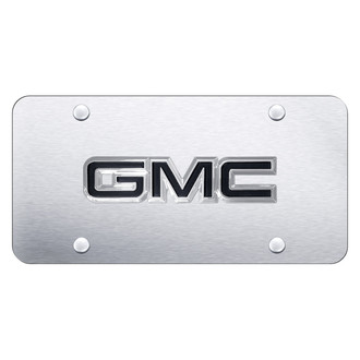 Autogold® - Chrome on Brushed License Plate with 3D Black GMC OEM Logo