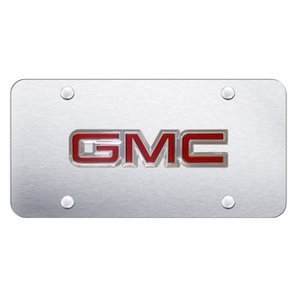 Autogold® - Chrome on Brushed License Plate with 3D Red GMC OEM Logo