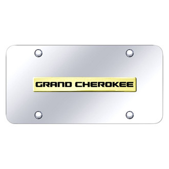 Autogold® - Chrome License Plate with 3D Gold Grand Cherokee Logo
