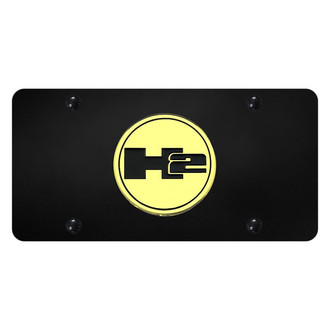 Autogold® - Black License Plate with 3D Gold H2 Emblem