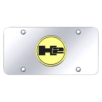 Autogold® - Chrome License Plate with 3D Gold H2 Emblem