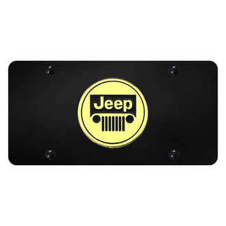 Autogold® - Black License Plate with 3D Gold Jeep Emblem