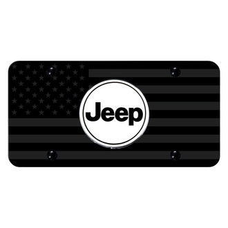 Autogold® - Chrome License Plate with Subdued Flag Jeep Logo