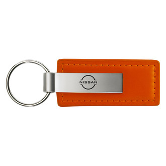 Autogold® - Nissan Logo Orange Leather Key Chain
