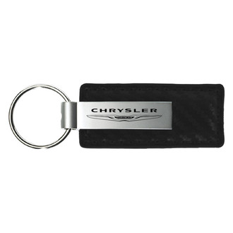 Autogold® - Chrysler Black Carbon Fiber Leather Key Chain