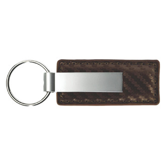 Autogold® - Blank Logo Taupe Carbon Fiber Leather Key Chain