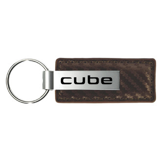 Autogold® - Cube Logo Taupe Carbon Fiber Leather Key Chain