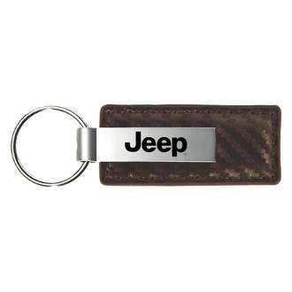Autogold® - Jeep Taupe Carbon Fiber Leather Key Chain