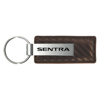 Autogold® - Sentra Logo Taupe Carbon Fiber Leather Key Chain