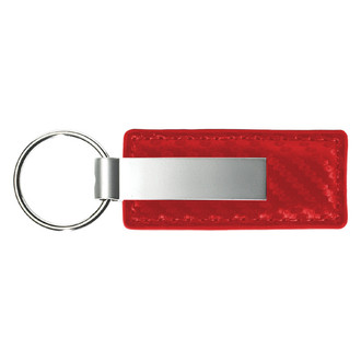 Autogold® - Blank Logo Red Carbon Fiber Leather Key Chain