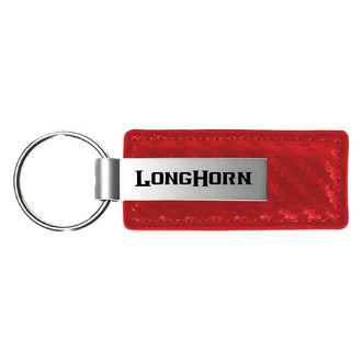 Autogold® - Longhorn Logo Red Carbon Fiber Leather Key Chain