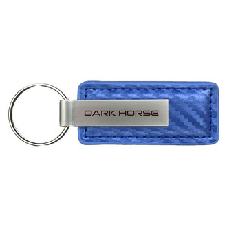 Autogold® - Mustang Dark Horse Blue Carbon Fiber Leather Key Chain