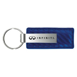 Autogold® - Infiniti Logo Blue Carbon Fiber Leather Key Chain