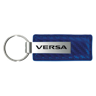 Autogold® - Versa Logo Blue Carbon Fiber Leather Key Chain