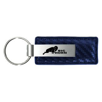 Autogold® - Big Horn Logo Navy Carbon Fiber Leather Key Chain