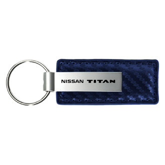 Autogold® - Titan Logo Navy Carbon Fiber Leather Key Chain