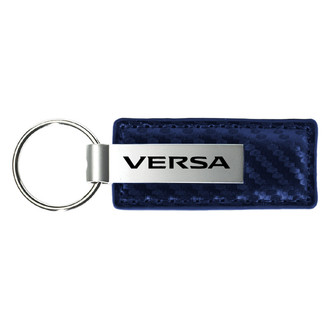 Autogold® - Versa Logo Navy Carbon Fiber Leather Key Chain