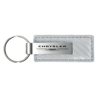 Autogold® - Chrysler White Carbon Fiber Leather Key Chain