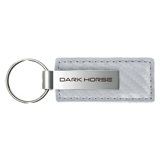 Autogold® - Mustang Dark Horse White Carbon Fiber Leather Key Chain