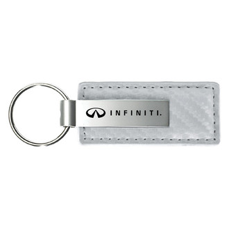 Autogold® - Infiniti Logo White Carbon Fiber Leather Key Chain