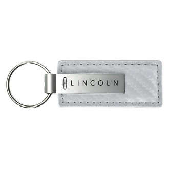 Autogold® - Lincoln Logo White Carbon Fiber Leather Key Chain