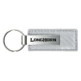 Autogold® - Longhorn Logo White Carbon Fiber Leather Key Chain