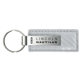 Autogold® - Nautilus Logo White Carbon Fiber Leather Key Chain