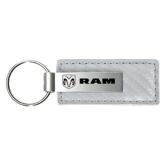 Autogold® - Ram White Carbon Fiber Leather Key Chain