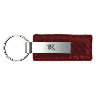 Autogold® - GTR Logo Burgundy Carbon Fiber Leather Key Chain