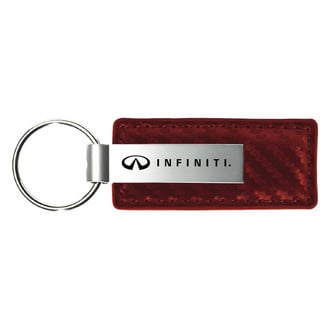 Autogold® - Infiniti Logo Burgundy Carbon Fiber Leather Key Chain