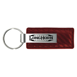 Autogold® - Longhorn Laramie Logo Burgundy Carbon Fiber Leather Key Chain