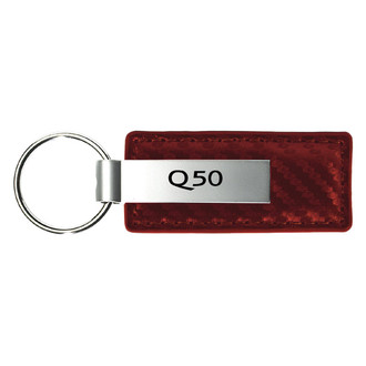 Autogold® - Q50 Logo Burgundy Carbon Fiber Leather Key Chain