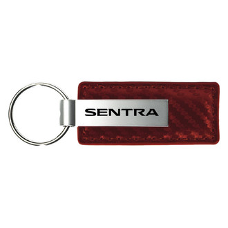 Autogold® - Sentra Logo Burgundy Carbon Fiber Leather Key Chain