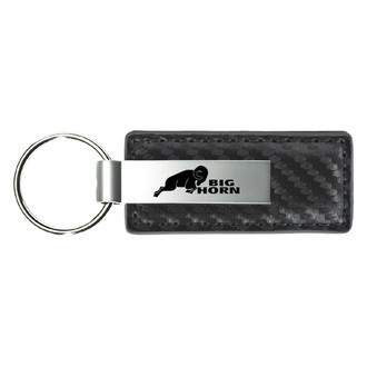 Autogold® - Big Horn Logo Gun Metal Carbon Fiber Leather Key Chain