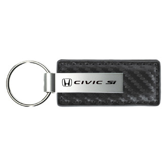 Autogold® - Civic SI Gun Metal Carbon Fiber Leather Key Chain
