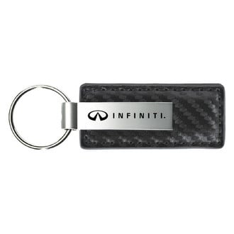 Autogold® - Infiniti Logo Gun Metal Carbon Fiber Leather Key Chain