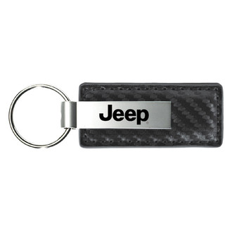 Autogold® - Jeep Gun Metal Carbon Fiber Leather Key Chain