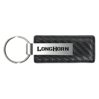 Autogold® - Longhorn Logo Gun Metal Carbon Fiber Leather Key Chain
