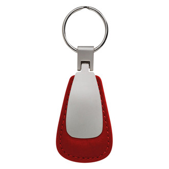 Autogold® - Blank Red Leather Teardrop Key Chain