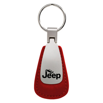 Autogold® - Jeep Climbing Red Leather Teardrop Key Chain