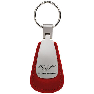 Autogold® - Mustang Red Leather Teardrop Key Chain