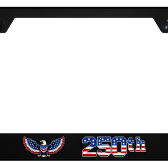 Autogold® - UV Printed Black License Plate Frame with Notched 250th Eagle Logo