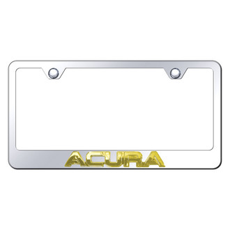 Autogold® - Chrome License Plate Frame with 3D Gold Acura Logo