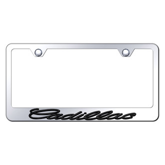 Autogold® - Chrome License Plate Frame with 3D Black Cadillac Logo