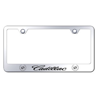 Autogold® - Chrome License Plate Frame with Laser Etched Cadillac Logo and Emblem